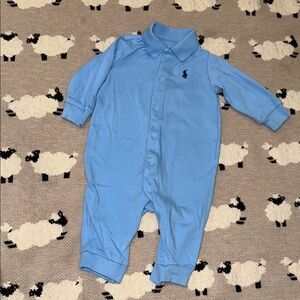 Ralph Lauren Blue Footies One Piece with Polo Logo